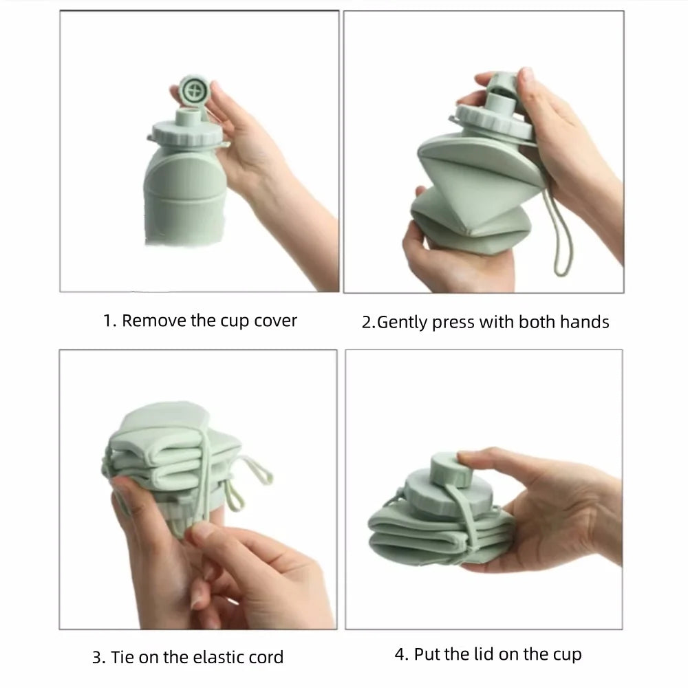 Nueva Botella de agua de silicone plegables portatil.