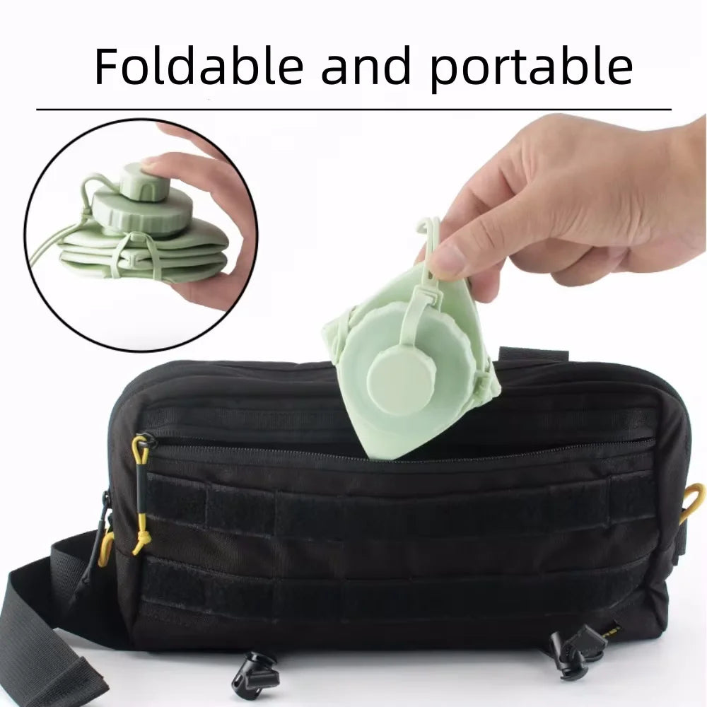 Nueva Botella de agua de silicone plegables portatil.