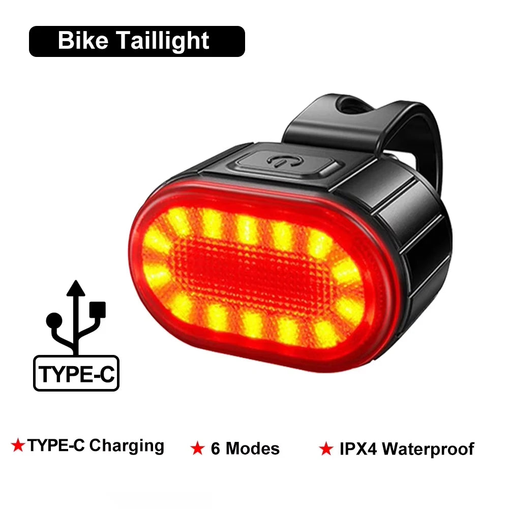 USB Rechargeable Bicycle Lights Bike Safety Warning Lamp Outdoor Waterproof Cycling Flashlight For Mountain And Road Bikes