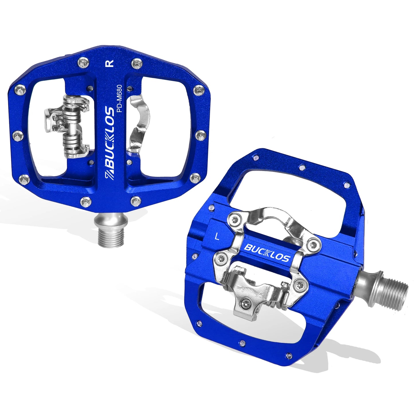 BUCKLOS Pedals MTB Bike Flat Pedal Platform Bearing Dual Function Fit SPD System Aluminum Alloy Mountain Bike Pedal Bicycle Part