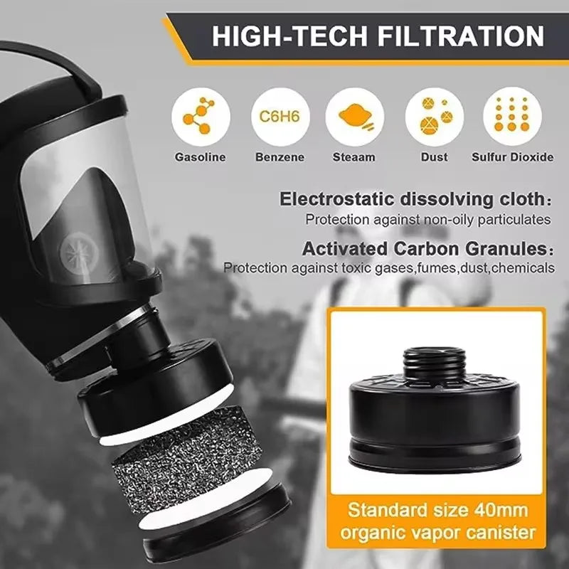 Chemical respirator filter self-priming mask Nuclear pollution protection.