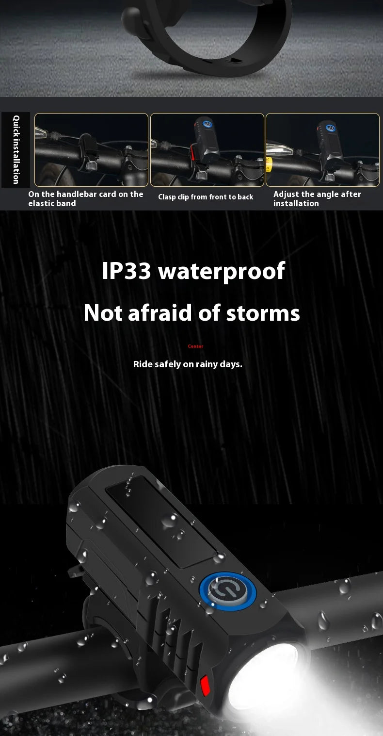 Cycling Bicycle Light With USB Charging Night Riding Headlight For Outdoor Cycling, Long-lasting Warning Light Mountain Bike
