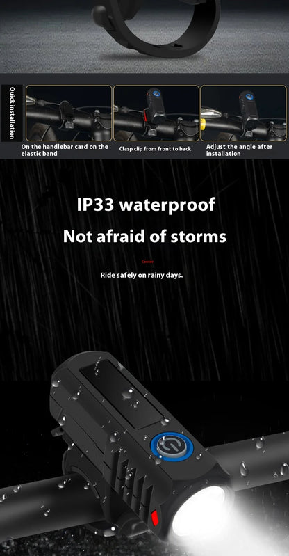 Cycling Bicycle Light With USB Charging Night Riding Headlight For Outdoor Cycling, Long-lasting Warning Light Mountain Bike