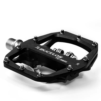BUCKLOS Pedals MTB Bike Flat Pedal Platform Bearing Dual Function Fit SPD System Aluminum Alloy Mountain Bike Pedal Bicycle Part