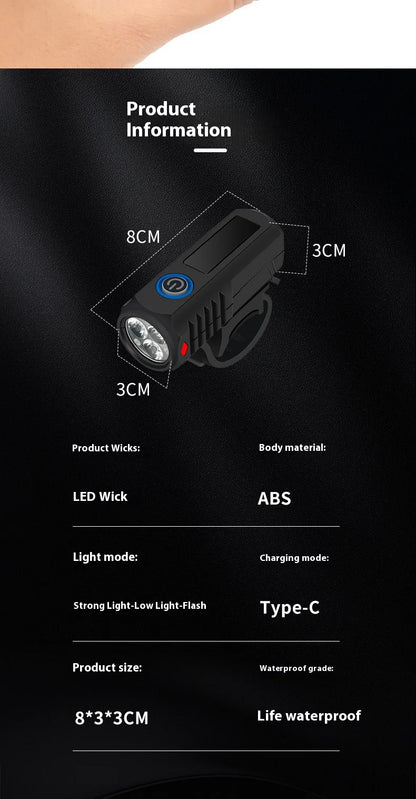 Cycling Bicycle Light With USB Charging Night Riding Headlight For Outdoor Cycling, Long-lasting Warning Light Mountain Bike