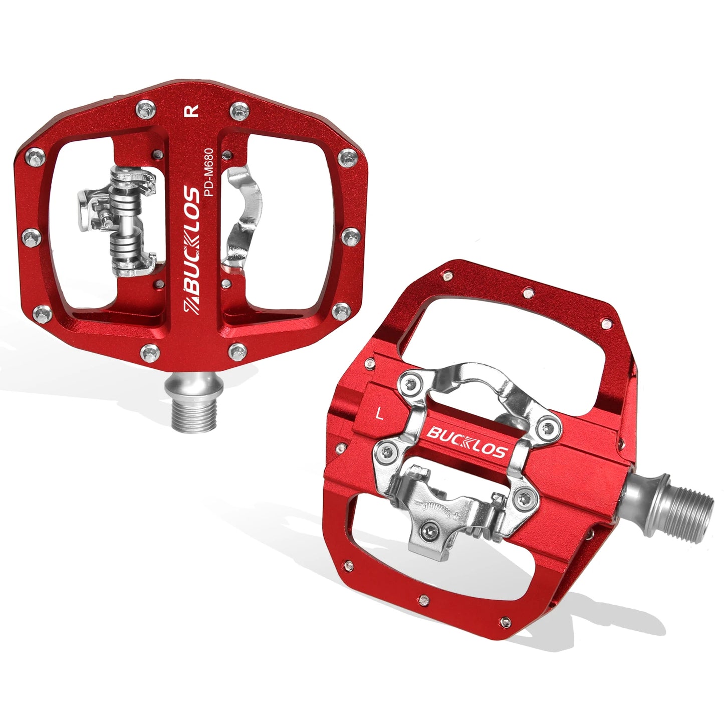 BUCKLOS Pedals MTB Bike Flat Pedal Platform Bearing Dual Function Fit SPD System Aluminum Alloy Mountain Bike Pedal Bicycle Part