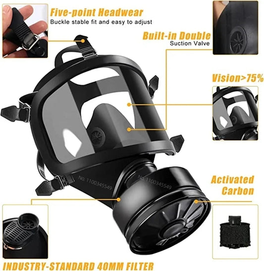 Chemical respirator filter self-priming mask Nuclear pollution protection.