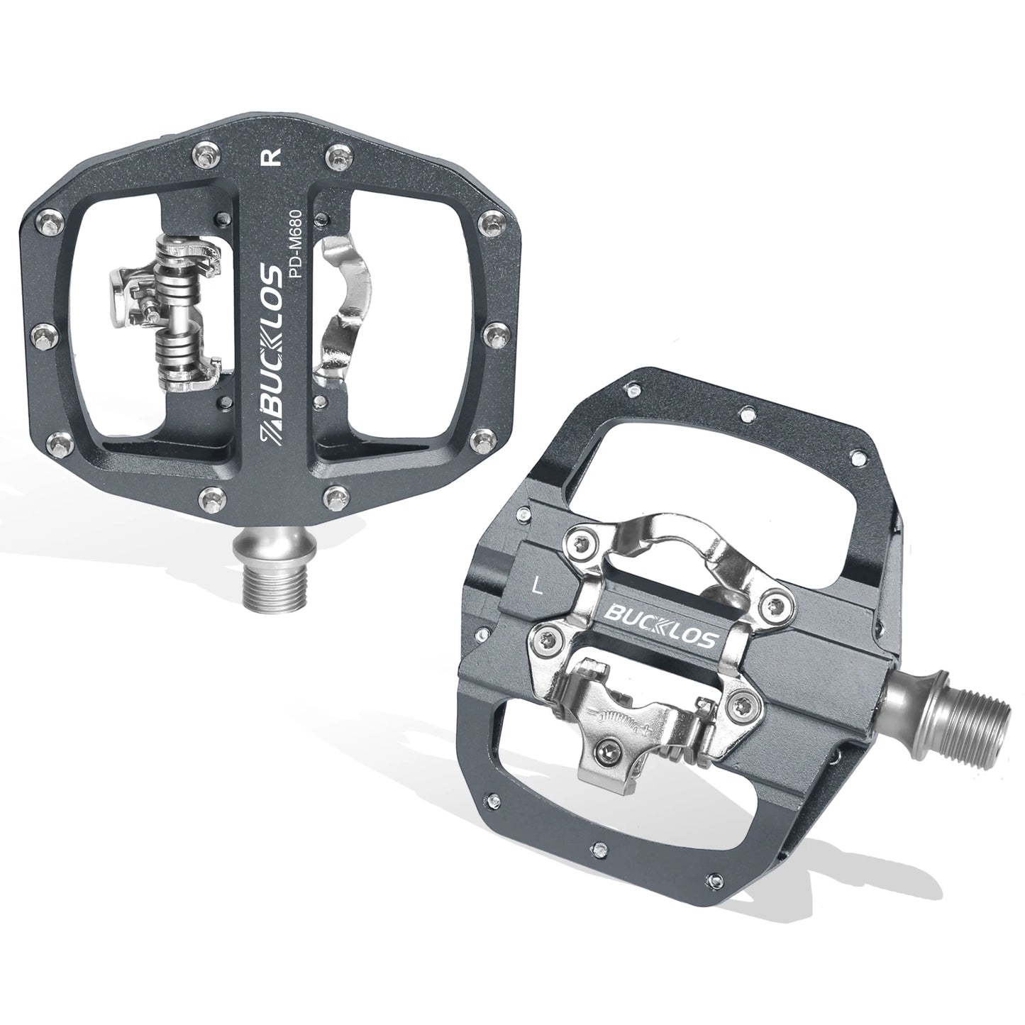 BUCKLOS Pedals MTB Bike Flat Pedal Platform Bearing Dual Function Fit SPD System Aluminum Alloy Mountain Bike Pedal Bicycle Part