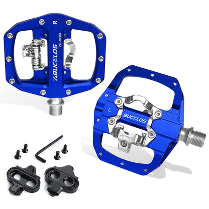 BUCKLOS Pedals MTB Bike Flat Pedal Platform Bearing Dual Function Fit SPD System Aluminum Alloy Mountain Bike Pedal Bicycle Part